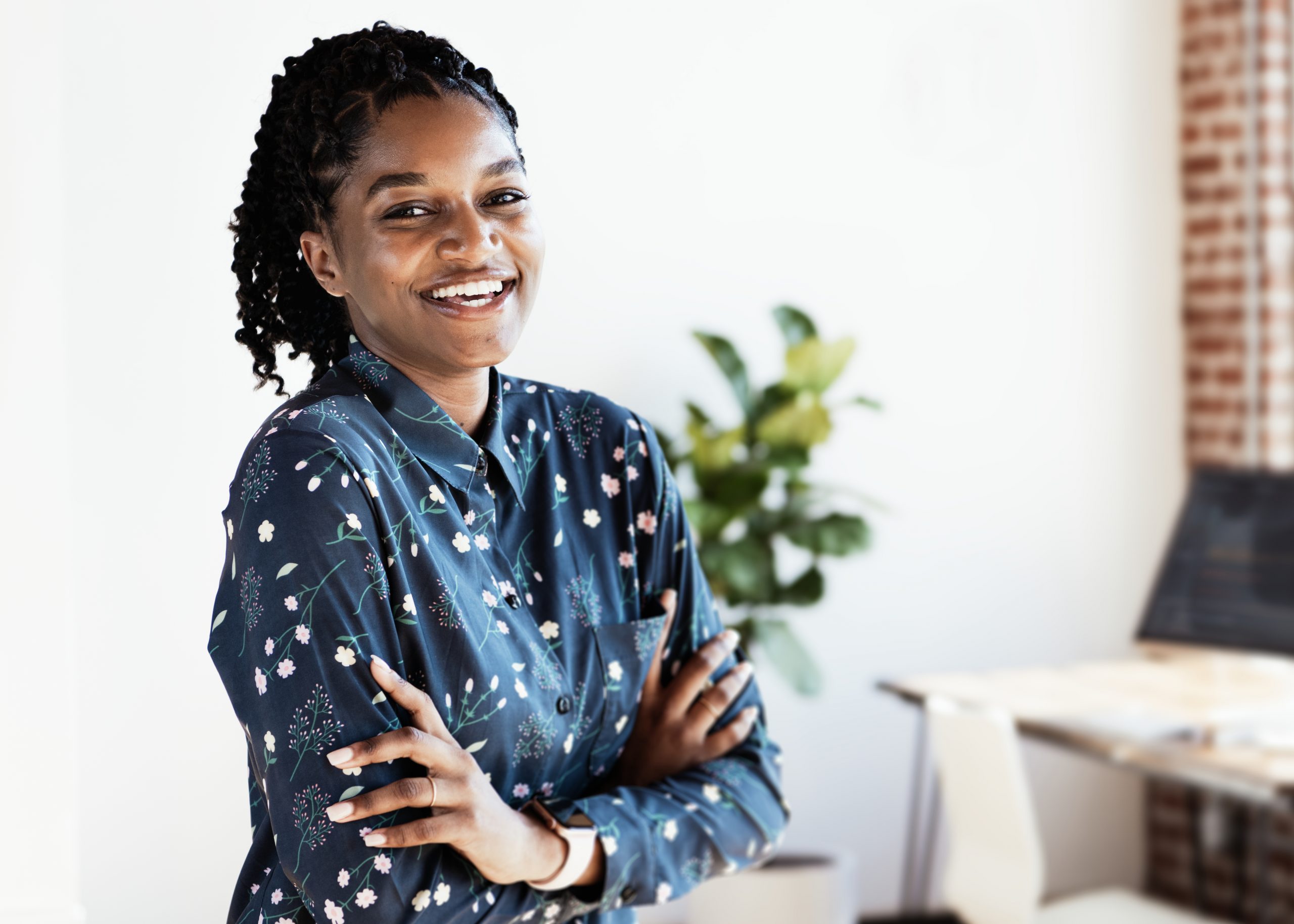 Portrait of a cheerful black lady